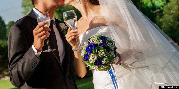 wedding glasses with champagne