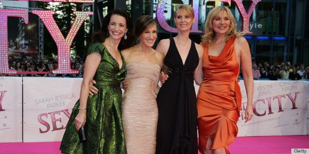 BERLIN - MAY 15: Actresses (L-R) Kristin Davis, Sarah Jessica Parker, Cynthia Nixon and Kim Catrall arrive at the German premiere of 'Sex And The City' at the cinestar on May 15, 2008 in Berlin, Germany. (Photo by Andreas Rentz/Getty Images)
