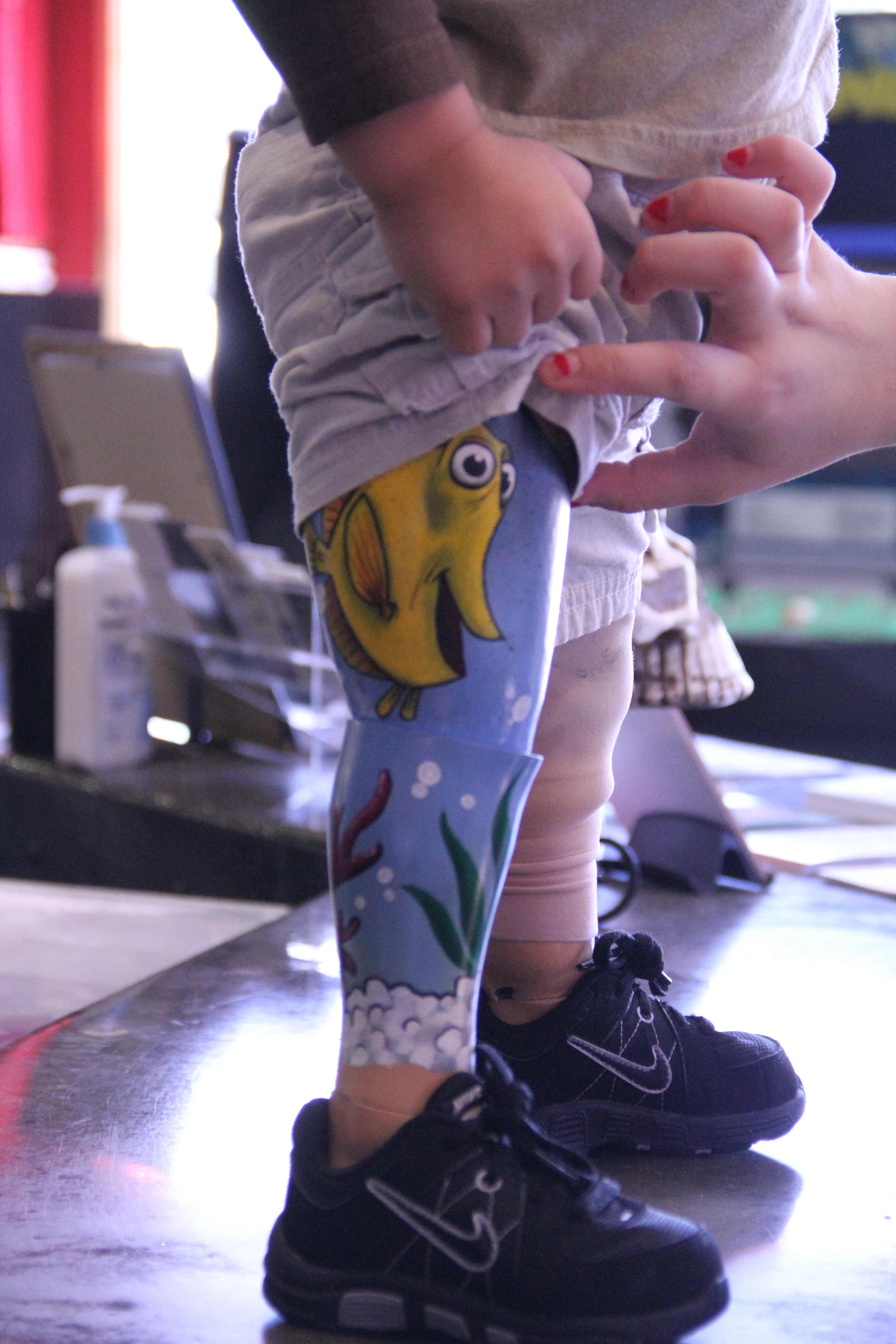 A tattoo artist buddy of mine just posted an update of the leg prosthetic  is is painting for a 2 year old boy That kid will have a leg sleeve at 2