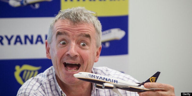 BRATISLAVA, SLOVAK REPUBLIC - APRIL 10: Ryanair CEO Michael O'Leary gestures during a press conference on April 10, 2013 in Bratislava, Slovakia. O'Leary plans to remove some toilets in his planes for extra seats. (Photo by Vladimir Simicek/isifa/Getty Images)