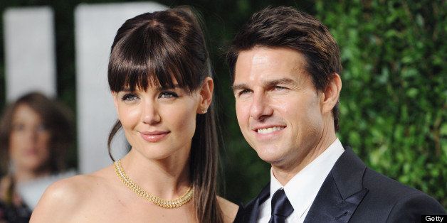 WEST HOLLYWOOD, CA - FEBRUARY 26: Actor Tom Cruise and wife actress Katie Holmes arrive at the 2012 Vanity Fair Oscar Party at Sunset Tower on February 26, 2012 in West Hollywood, California. (Photo by Jon Kopaloff/FilmMagic)
