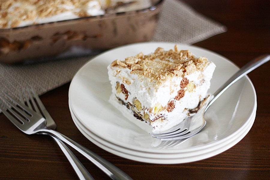 28. Cinnamon Toast Crunch Dessert Lasagna. recipe from Girl Versus Dough on...