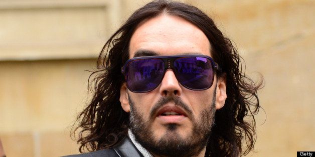 LONDON, UNITED KINGDOM - JUNE 24: Russell Brand sighted leaving BBC Broadcasting House on June 24, 2013 in London, England. (Photo by Harlem Mepham/FilmMagic)