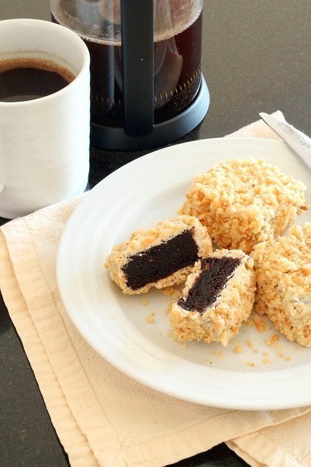 White Chocolate Macadamia Nut Brownie Lamingtons