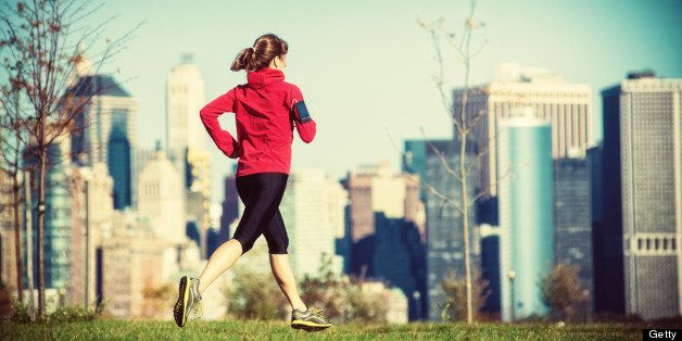 Woman running in New York City