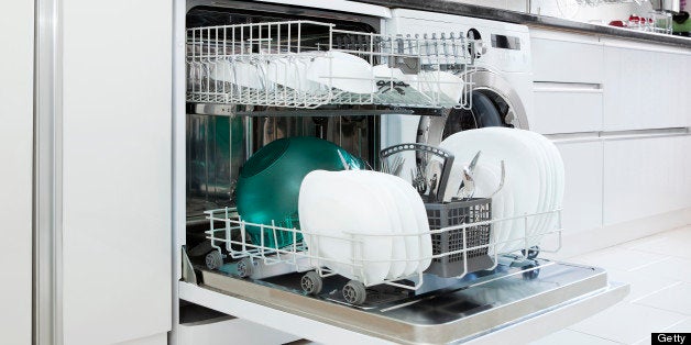 open dishwasher with clean dishessimilar images: