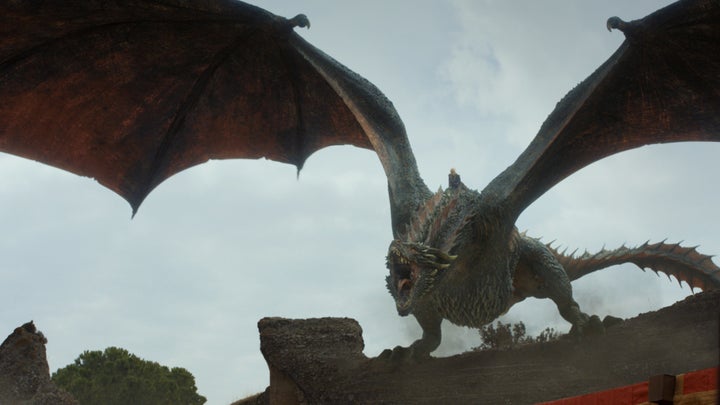 Drogon making an entrance.