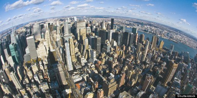 the new york city panorama with ...