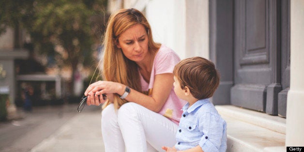 Portrait of a small boy with his mother