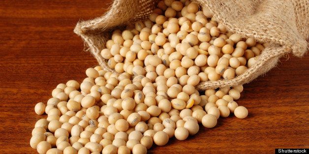 soy beans on wood table