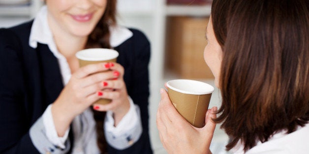 office coffee break with two...