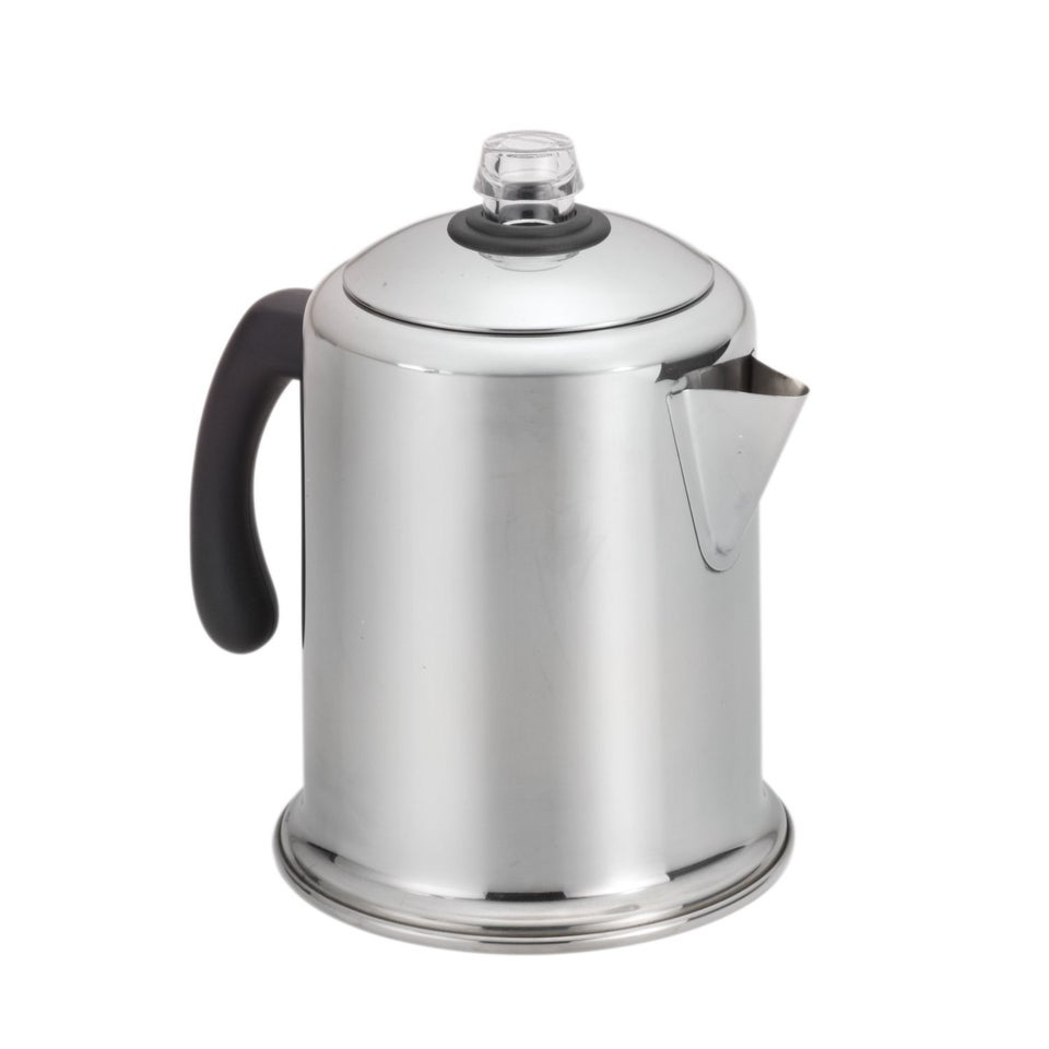 Farberware Classic Stainless Steel Coffee Percolator, 12 Cup, Blue