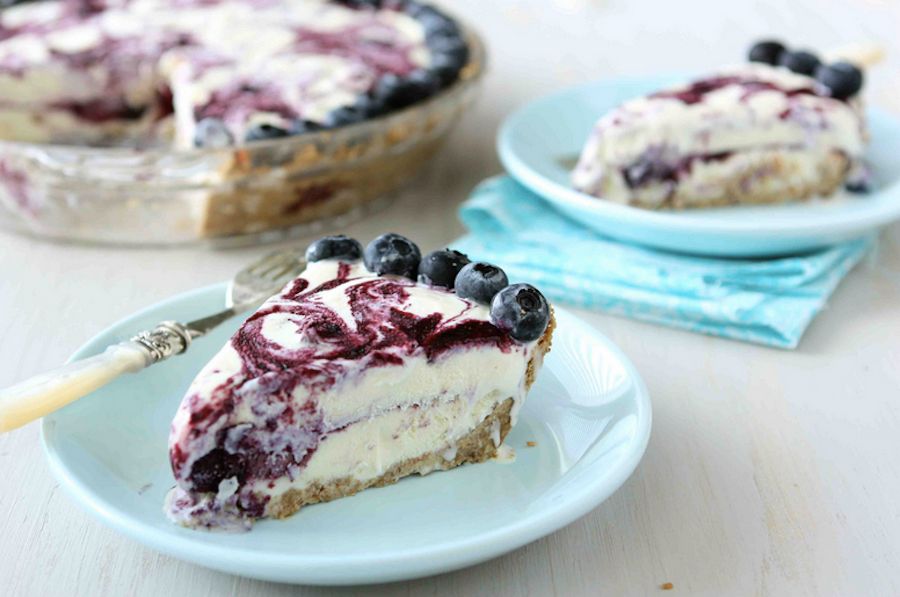 Blueberry Swirl Ice Cream Pie With Hazelnut Crust