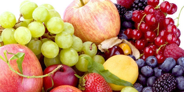 fruit platter close up on white ...