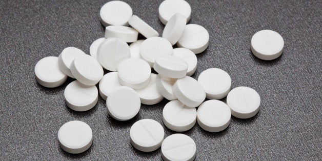 white tablets on the gray...