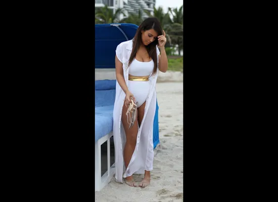 Kim Kardashian Does Black Lingerie Under Sheer White Dress On Jay Leno -  And Looks Amazing