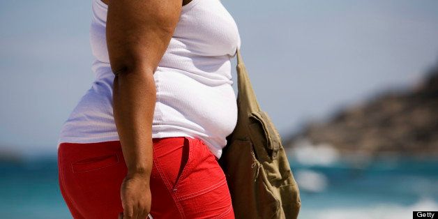 Overweight woman heads off to the beach.Camera: Canon 5D with L-series lens.