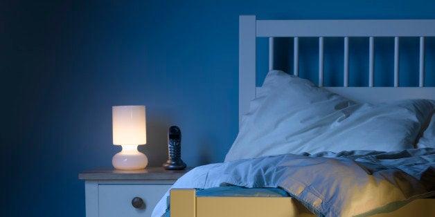 Shaft of light from open door into bedroom.