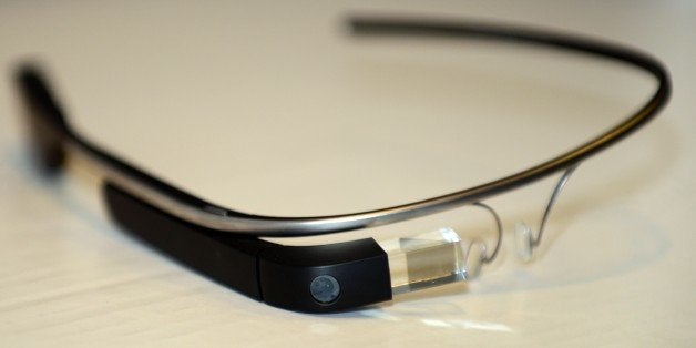 Google Glass is displayed ahead of a discussion at the University of Southern California's Annenberg School for Communication