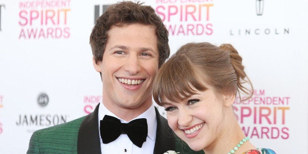 SANTA MONICA, CA - FEBRUARY 23: Andy Samberg (L) andJ oanna Newsom arrive at the 2013 Film Independent Spirit Awards held on February 23, 2013 in Santa Monica, California. (Photo by Michael Tran/FilmMagic)