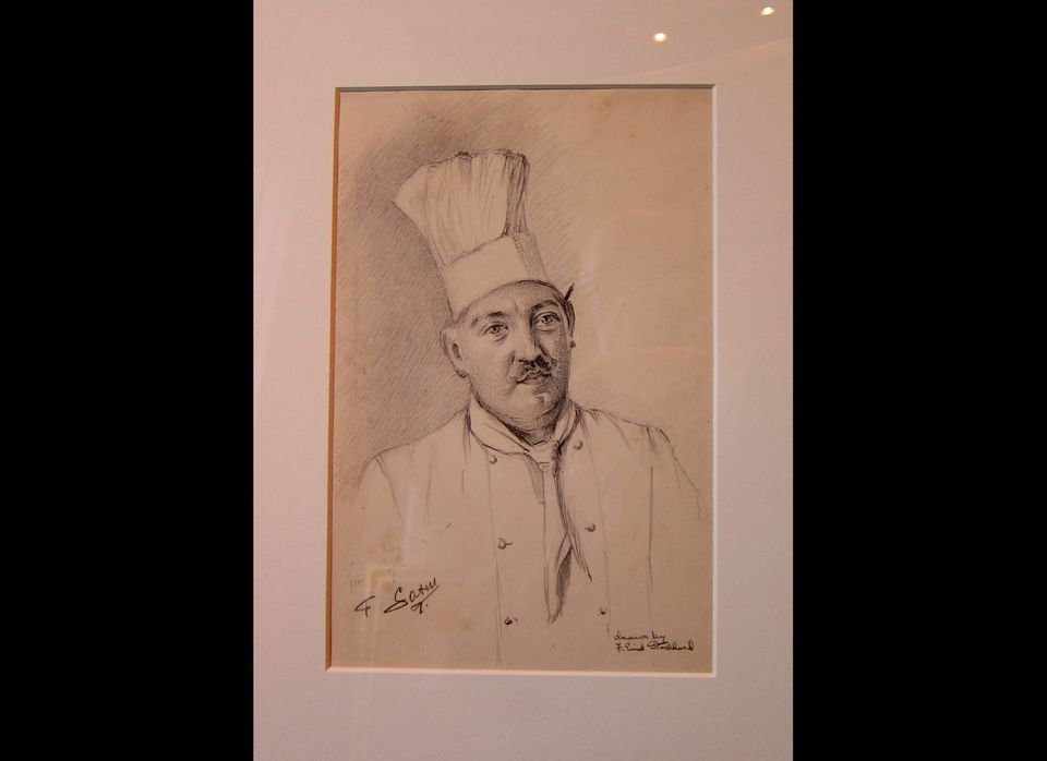 Francis Latry (1889-1966), Maitre-chef at the Savoy Hotel, London, drawing by Florence Enid Stoddard, ca. 1937