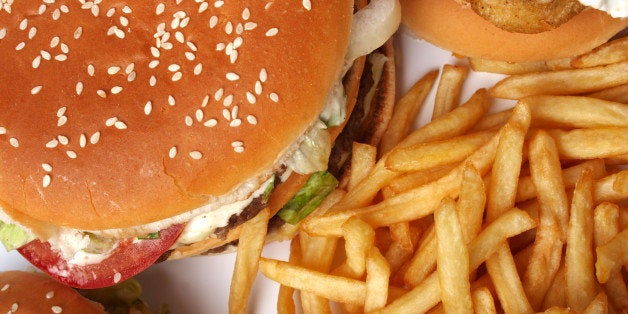 fast food burger and fries