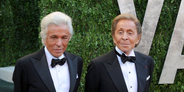 WEST HOLLYWOOD, CA - FEBRUARY 24: Giancarlo Giammetti and desiger Valentino arrive at the 2013 Vanity Fair Oscar Party at Sunset Tower on February 24, 2013 in West Hollywood, California. (Photo by Mark Sullivan/WireImage)