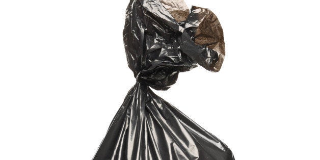 a studio shot of a garbage bag...