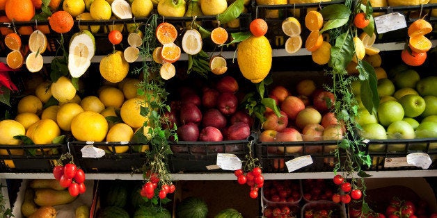 fresh fruit at a market stall