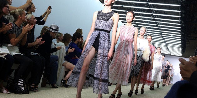 PARIS, FRANCE - SEPTEMBER 30: Models walk the runway for final during Giambattista Valli show as part of the Paris Fashion Week Womenswear Spring/Summer 2014 on September 30, 2013 in Paris, France. (Photo by Michel Dufour/WireImage)