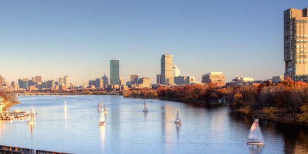 Here is a late afternoon/dusk image from the Boston University Bridge. The scene was quite spectacular with the light reflecting off of the buildings and the (BU or Harvard?) sailing team making the rounds.
I am not happy with this for a few reasons. The first is that the composition is kind of flat. I needed to be about 100 feet in the air and off to the right a little bit. Unfortunately my helicopter wasn't available for the late afternoon shoot.
Also, as I told you yesterday, my tripod mount was left sitting on the lunch table so I had to shoot this handheld (it's a three image exposure composite). It is not as crisp as I would like.
Ultimately it's OK and does a relatively decent job of capturing what we saw. I wouldn't have shared it if we hadn't make a monumental effort to get to the bridge when we did!
I know you all loved that I said Monday wasn't that bad earlier and guess what! It's already over!! Woooo! :-D
Please view this <a href="http://bighugelabs.com/onblack.php?id=4091328042&size=large" rel="nofollow">LARGE ON BLACK</a> while it lasts!
PS - The images in the comments are all SOOC and taken around the same time as this image. I might actually like the blurred skyline. better (it was no accident)