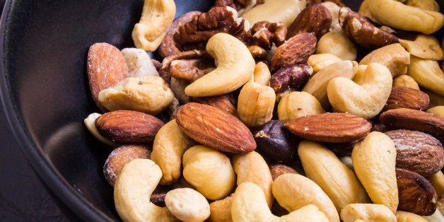 mixed nuts in dishes