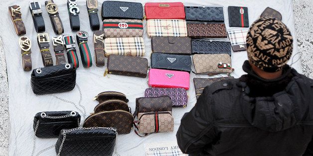 A Sampling of Counterfeit Purses on Canal Street 