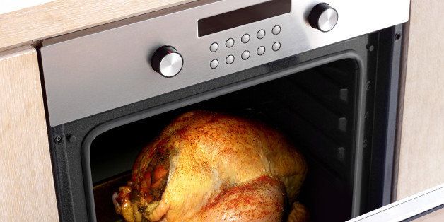 appetizing roast turkey in the...