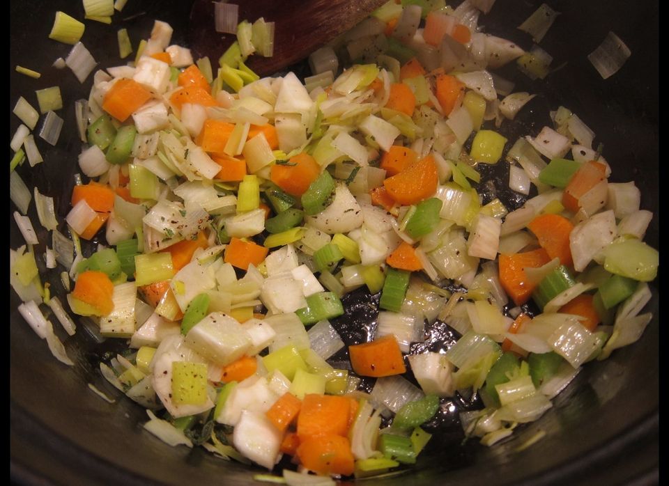 Aromatic vegetables - the beans have already been cooked
