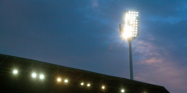 roof and stage lights as night...