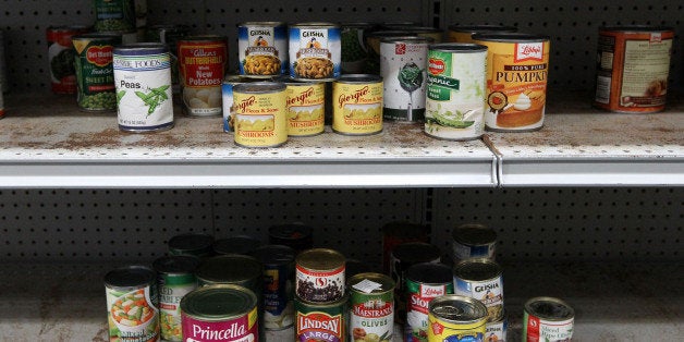 SAN FRANCISCO - NOVEMBER 23: Canned food sits on the shelf at the San Francisco Food Bank November 23, 2009 in San Francisco, California. As the U.S. continues to struggle through the recession and unemployment is at record highs, food banks are seeing an increased demand as the holiday season approaches. (Photo by Justin Sullivan/Getty Images)