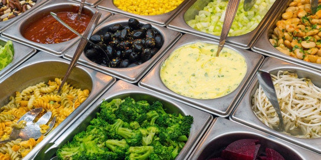 Detail of a beautiful salad buffet with a rich choice