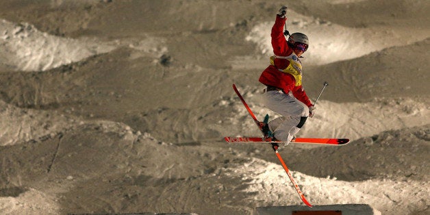 PARK CITY, UT - JANUARY 09: Hannah Kearney competes during Finals for Womens Moguls at the 2014 FIS Freestyle Ski World Cup at Deer Valley on January 9, 2014 in Park City, Utah. (Photo by Mike Ehrmann/Getty Images)