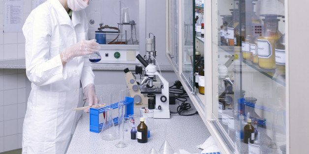 a woman working in a medical lab