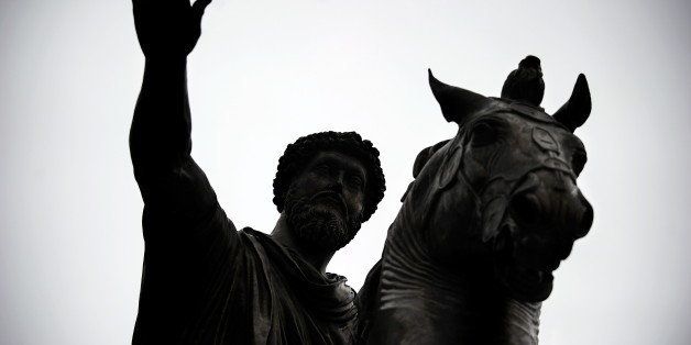 The equestrian Statue of emperor of the Roman empire Marcus Aurelius, copy of the original on display at the Capitolini museums, stands on the Piazza del Campidoglio in central Rome on February 9, 2010. The Capitolini museums are located on the same square. AFP PHOTO / Filippo MONTEFORTE (Photo credit should read FILIPPO MONTEFORTE/AFP/Getty Images)