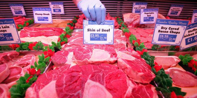 UNITED KINGDOM - DECEMBER 09: Beef products on sale at a butchers in County Antrim, Northern Ireland, on Tuesday, Dec. 9, 2008. Ireland?s government won?t recall beef tainted with dioxins because the amount isn?t a health risk. (Photo by Paul Mcerlane/Bloomberg via Getty Images)