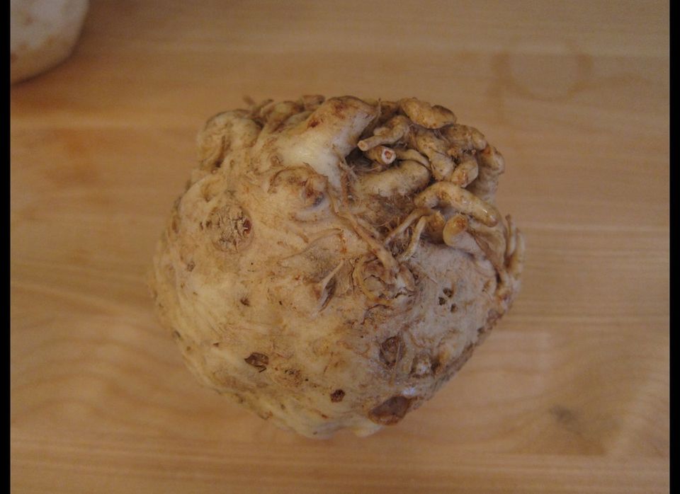 Celery root: clean but unpeeled
