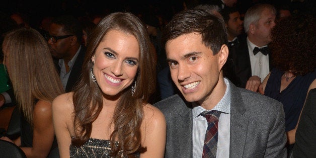 LOS ANGELES, CA - FEBRUARY 10: Actress Allison Williams (L) and Ricky Van Veen attend the 55th Annual GRAMMY Awards at STAPLES Center on February 10, 2013 in Los Angeles, California. (Photo by Lester Cohen/WireImage)