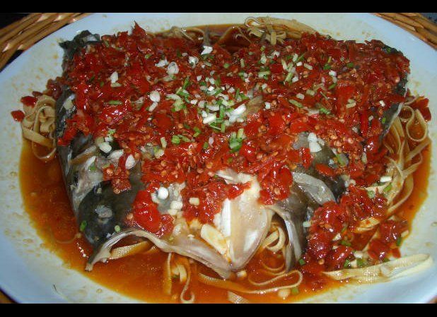#5) Steamed Fish Heads in Chili Sauce, China