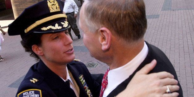 375462 06: New York City Police Commissioner Howard Safir, right, is embraced by Bronx Chief of Patrol Joanne Jaffe August 8, 2000 outside Police Headquarters in Manhattan after Safir announced his resignation as Commissioner at a City Hall news conference. Safir resigned to take a job with a private sector security firm in Atlanta, GA. (Photo by Chris Hondros/Newsmakers)