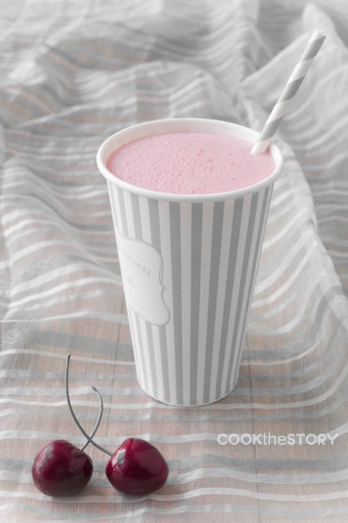 Coffee Smoothie with Fresh Cherries