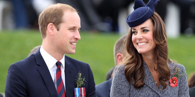 CANBERRA, AUSTRALIA - APRIL 25: Prince William, Duke of Cambridge and Catherine, the Duchess of Cambridge attend an ANZAC Day commemorative service at the Australian War Memorial on April 25, 2014 in Canberra, Australia. The Duke and Duchess of Cambridge are on a three-week tour of Australia and New Zealand, the first official trip overseas with their son, Prince George of Cambridge. (Photo by Danny Martindale/WireImage)