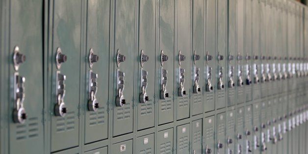 SALINAS, CA - APRIL 20: Student lockers in a hallway at Alisal High School, on Friday April 20, 2012 in Salinas, California. (Photo by Tony Avelar / The Christian Science Monitor via Getty Images)