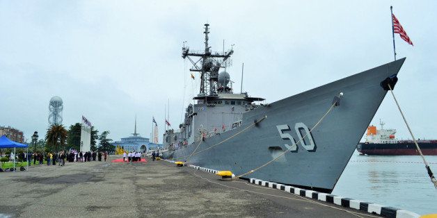 BATUMI, GEORGIA - MAY 8: In this handout photo provided by the U.S NAvy, The guided-missile frigate USS Taylor (FFG 50) is docked for a scheduled port visit on May 8, 2014 in Batumi, Georgia. Taylor's port visit to Georgia reaffirms the United States commitment to strengthening ties with NATO allies and partners like Georgia. Taylor, homeported in Mayport, Fla., is deployed in a multi-mission role in the U.S. 6th Fleet area of responsibility to contribute to regional maritime security and to support NATO operations and deployments throughout the region. (Photo by David Hancock/U.S. Navy via Getty Images)